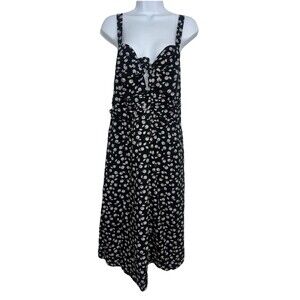 Maeve Anthropologie Cecilia Pettersson Tie-Front Midi Dress Cherry Women 16W